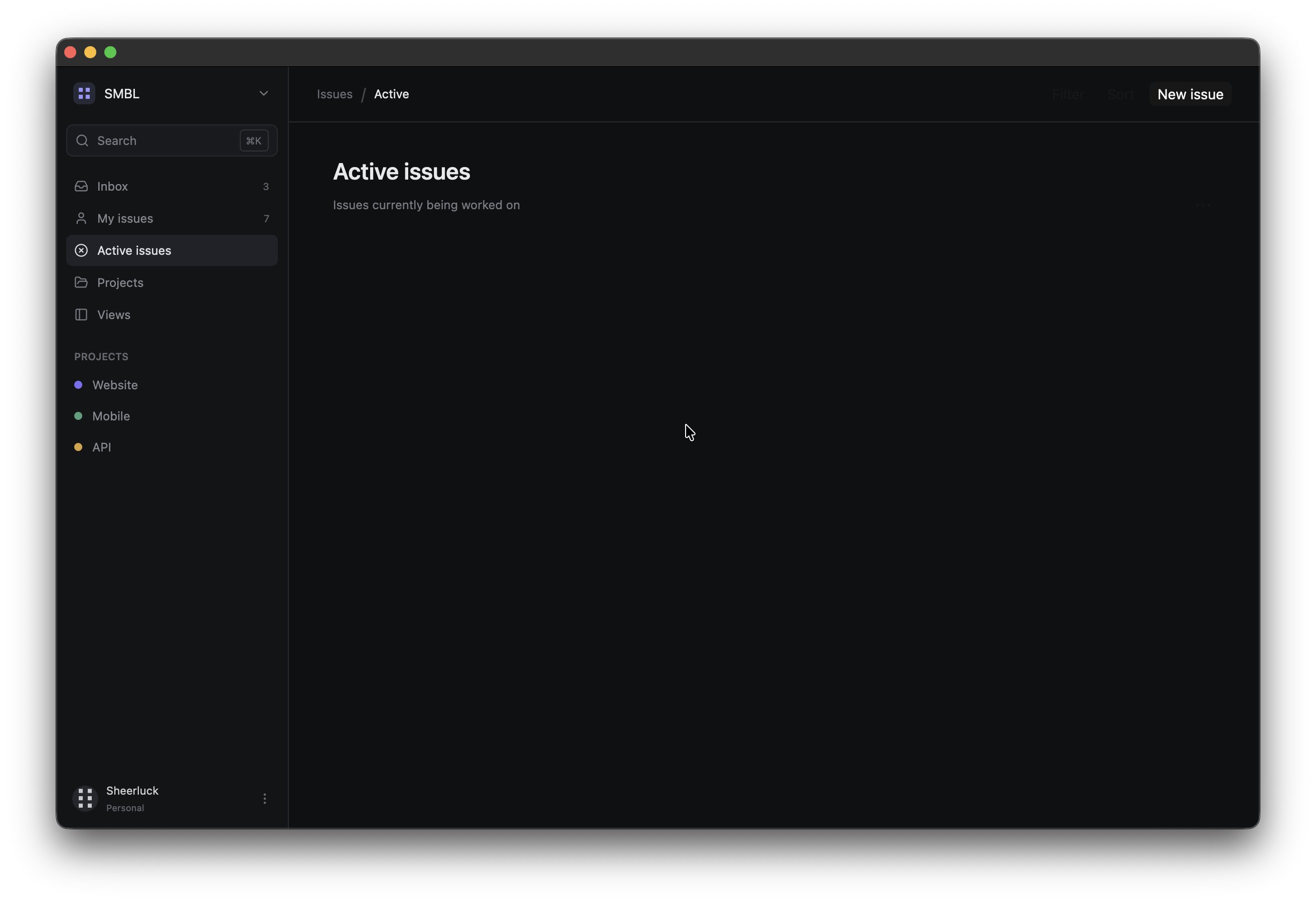 Page heading for active issues