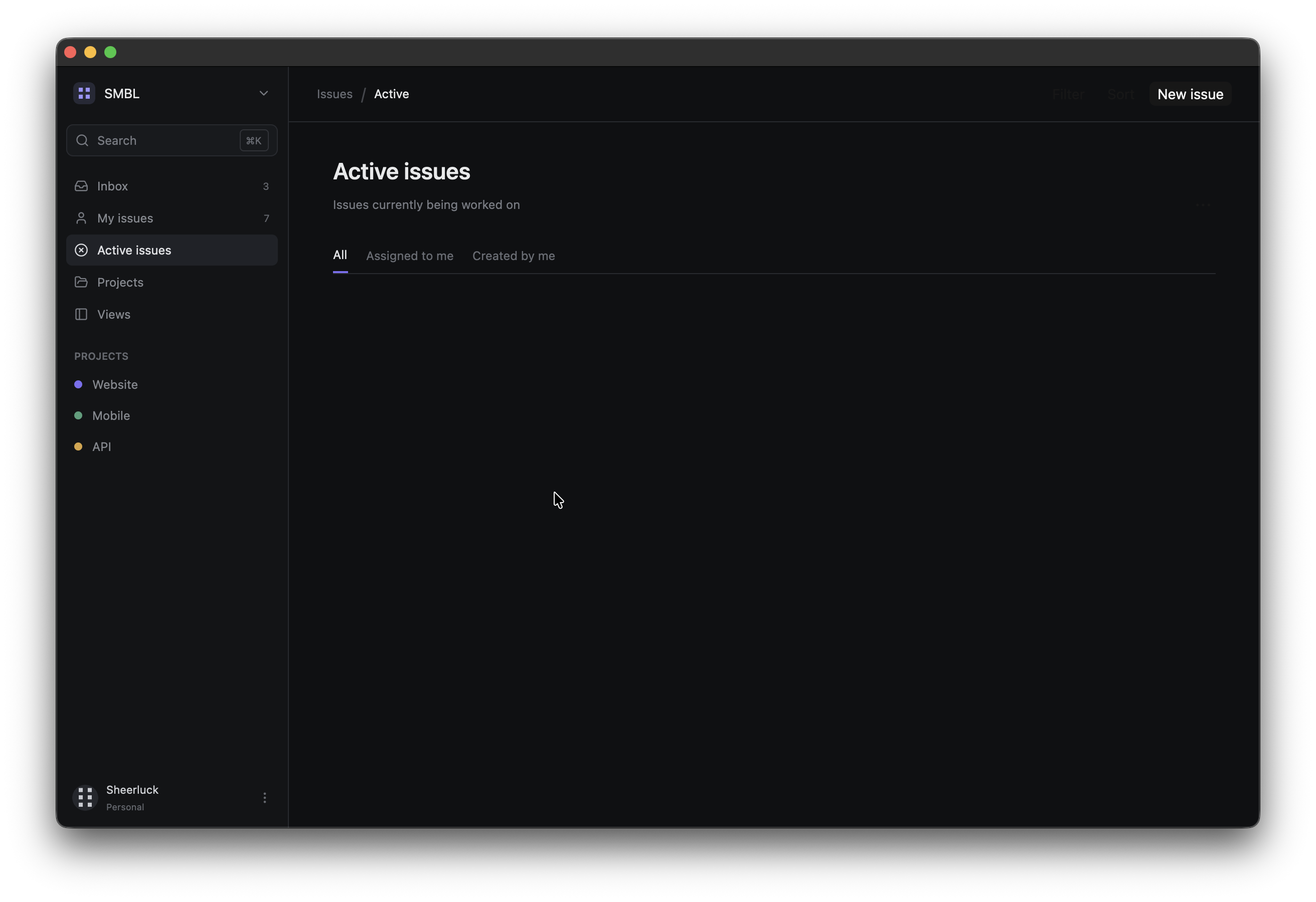 Tabs below the page heading