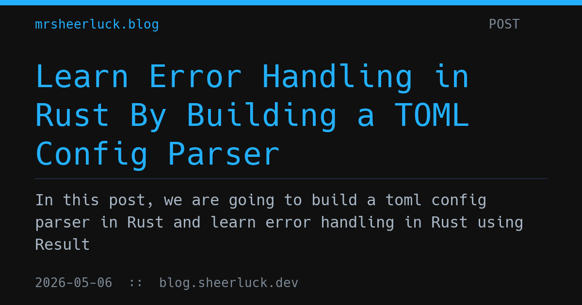 Learn Error Handling in Rust By Building a TOML Config Parser ...